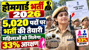 MP होमगार्ड भर्ती 2026: 5,020 पदों पर भर्ती की तैयारी, महिलाओं को मिलेगा 33% आरक्षण